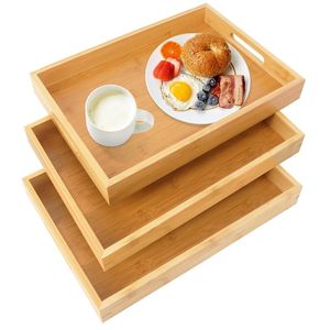 Bandeja de Servir de Madera Hecha a Mano de Primera Calidad, Bandeja Decorativa de Madera Natural para Desayuno, Café, Té, Aperitivos, Frutas y Mesa de Comedor - Product Image 3