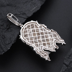 Colgante de Cabeza de Jesús de Plata 925 con Moissanita, Colgante de Señor Jesús con Moissanita, Colgante de Cabeza de Cristo con Moissanita, Joyería Cristiana Elegante - Product Image 5