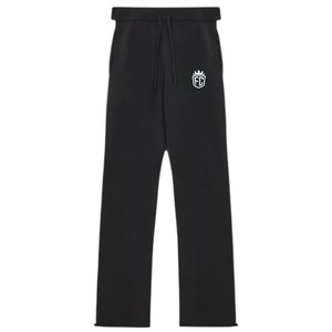 Pantalon de jogging tricoté noir à rayures latérales unisexe, en maille douce, taille élastique, décontracté, streetwear, idéal pour l'hiver et la détente - Product Image 1
