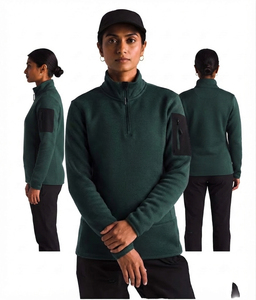 Women zipper Long Sleeve Sweat Shirt Regular Fit Heavy <b>Weight</b> <b>Stand</b> Collar With Half Zipper 100% Cotton Fleece Ladies Shirts - Product Image 4