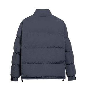 Men's Black Stand Collar Puffer <b>Jacket</b> Windproof Polyester Wadding Winter Casual Short Zipper Closure Thick Insulated Coat - Product Image 4