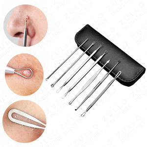 Top Quality 7 Piece Stainless Steel Acne Comedone Extractor Kit Blackhead Blemish and Pimple Removal Facial <b>Tools</b> - Product Image 4