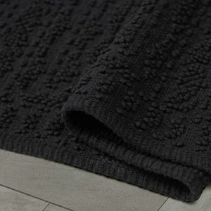 Black Rectangle Cotton Bath <b>Mat</b> Thick Plush Non-Slip Rubber Backing Modern Style Home Use - Product Image 4