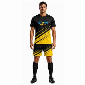 Sublimation 100% Polyester Soccer Suit Jerseys Set Custom Logo Thai Football Players Club T-Shirt Unisex OEM Service Soccer Wear - Product Image 3