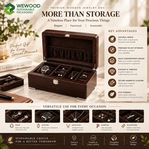 Boîte à bijoux en bois de qualité supérieure avec finition luxueuse, boîte de rangement en bois personnalisée pour bijoux et accessoires - Product Image 5