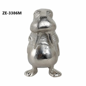 Figurine de grenouille en aluminium plaqué or ZE-3386M, décoration d'intérieur, sculpture animale artisanale - Product Image 1