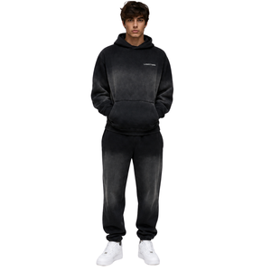 <b>Men</b> Fleece Pullover Hoodie Tracksuit Set <b>Cuffed</b> Jogger <b>Trousers</b> Relaxed Fit Casual Winter Two Piece Lounge Outfit - Product Image 1