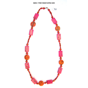 Trendy Geometric Heart-Shaped <b>Opal</b> Glass Beaded <b>Necklace</b> Women's Pink Orange Engagement Jewelry at Best Wholesale Price - Product Image 2