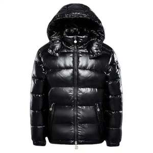<b>Red</b> Hooded Puffer Jacket Men's Winter Down Coat Windproof Casual Zipper Closure Solid Color Stand Collar Regular Fit - Product Image 2