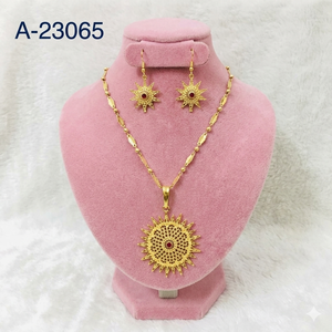 Conjunto de Anillo, Pendientes y Collar de Flores Chapados en Oro para Mujer, Joyería Clásica para Boda A-23061 - Product Image 6