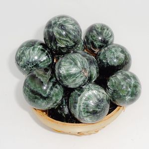 Sphère de cristal de séraphinite naturelle polie, boule de guérison verte, pierre de méditation Reiki, décoration énergétique, faite à la main, amour, sport - Product Image 5