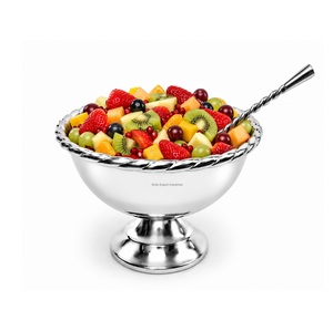 Bol à glace en acier inoxydable Shah Export Industries avec bord torsadé et design sur piédestal, bol de service classique pour desserts - Product Image 4