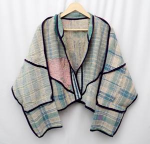 Veste Kantha vintage haut de gamme pour femme, 100 % coton, patchwork dessiné à la main, écologique, respirante, séchage rapide, col mandarin, coupe classique - Product Image 2