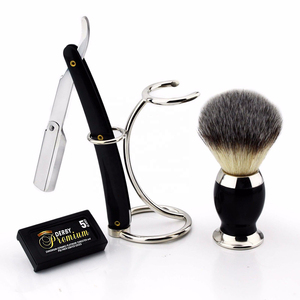 Ensemble de rasage de luxe Shave Edge avec logo personnalisé, outils de rasage en poils de blaireau pur, coffret cadeau pour homme, ensemble de pinceaux à raser en bois, support pour rasoir de barbier - Product Image 6