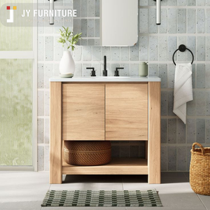 Meuble-lavabo de salle de bain JY Project personnalisé, moderne, RTA, éclairé, en panneaux de particules de chêne, norme américaine, petites unités, pour chambre commerciale - Product Image 5