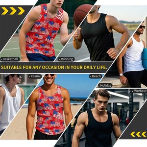 Custom Tank Top Sublimation Print USA Flag <b>Mens</b> Tank Tops Casual Singlet Old Glory Red <b>White</b> Blue Artwork <b>Mens</b> Sleeveless <b>Vests</b> - Product Image 6