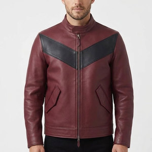 Refined Men Genuine Leather <b>Jacket</b> <b>Smart</b> Casual Outerwear With Full Zip Front Collar Smooth Texture And Comfortable Lining - Product Image 3