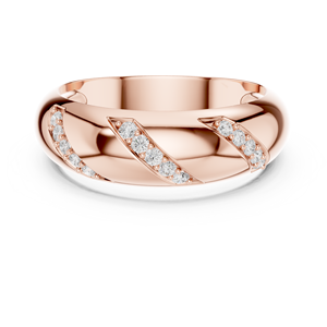 Anillo de banda ancha de oro rosa con diamantes cultivados en laboratorio para mujer, diseño geométrico pavé, joyería fina para aniversario de bodas - Product Image 1