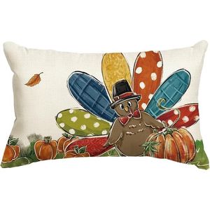 AVOIN ColorLife Fodera per cuscino decorativa autunnale con motivo Tacchino e Zucca per il Ringraziamento, per Divano, Accessorio Decorativo Festivo - Product Image 1