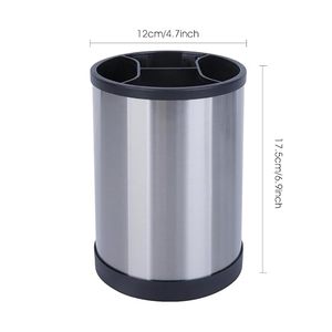 Porte-ustensiles cylindrique en acier inoxydable, type sur pied, anti-poussière, support de rangement de cuisine, design moderne - Product Image 3