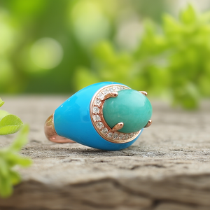 Anillo de Chrysoprase y Zafiro Chapado en Oro Rosa, Hecho a Mano, Plata de Ley 925, Joyería de Diseño - Product Image 3