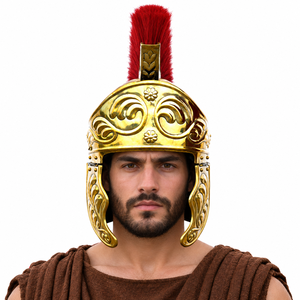Casque romain authentique à plume rouge, réplique artisanale en métal pour reconstitutions historiques et collectionneurs - Product Image 4