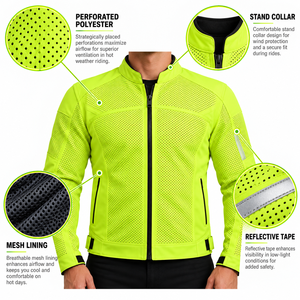 Chaqueta de Motocicleta de Alta Visibilidad, Amarillo Fluorescente, Reflectante, con Logotipo Personalizable, para Motociclistas - Product Image 6