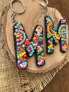 Custom Hand Embroidered Eco-Friendly Felt Fruit Pattern Woven Design Carabiner Keychain <b>Bag</b> <b>Charm</b> - Product Image 3