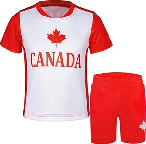 Canada National Team Jersey Set <b>Red</b> White Maple Leaf Design Polyester Sportwear for Kids Polyester - Product Image 1