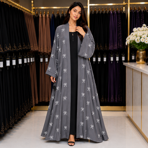 Elegant All Over Floral Embroidery Abaya | Luxury Dubai Open Front Abaya with Full Embroidered Flower Design Elegant floral - Product Image 6