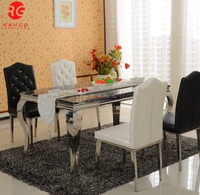 Ensemble de table à manger en verre de luxe moderne, table à manger Tulip, ensembles de salle à manger avec 14 chaises