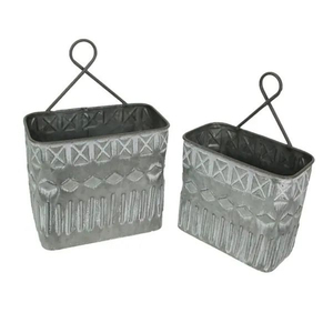 Juego de 2 Macetas de Pared Galvanizadas, Estilo Shabby Chic, Macetas Colgantes de Metal, Decoración de Pared Vintage para Interiores y Exteriores - Product Image 6