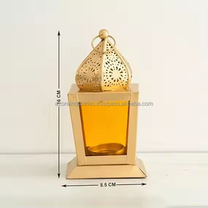 Bougeoir en métal fait à la main fer métal lanternes suspendues fleur jaune maison mariages fêtes - Product Image 2