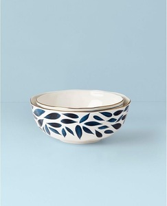 Bol de table en céramique de luxe avec motif feuille indigo audacieux, texture finement émaillée et esthétique de service contemporaine - Product Image 3