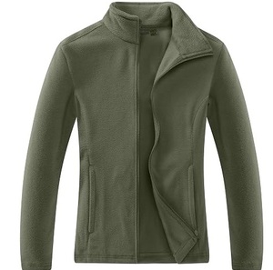 Veste polaire unisexe bleu clair avec fermeture éclair, col montant, doublure chaude en fourrure Sherpa, respirante, tricotée, pour l'extérieur - Product Image 3