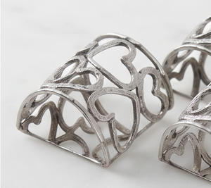 Handcrafted <b>Silver</b> Metal <b>Napkin</b> Rings Heart Cutout Curve Design Modern <b>Napkin</b> Holder For Table Decor - Product Image 2