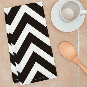 Chevron Pattern <b>Kitchen</b> <b>Towel</b> Rectangle Printed Black White Cotton Dishcloth for <b>Kitchen</b> Use - Product Image 1