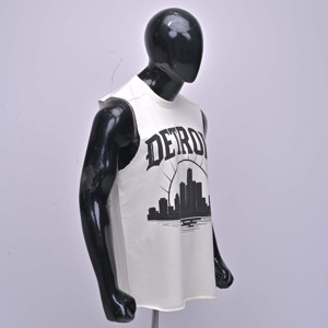 Débardeur en coton sans manches pour homme, qualité supérieure, imprimé skyline de Detroit, col rond, coupe décontractée, jersey respirant - Product Image 3