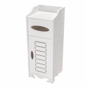 White Single Door Bathroom Cabinet Waterproof Design for Bath Vanities - Product Image 2