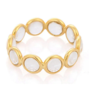 18K Yellow Gold Crystal Eternity Band Ring - Product Image 3