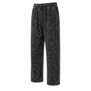 <b>Men</b> Acid Wash Fleece High Waist Vintage <b>Jogger</b> Pants Custom Streetwear Casual <b>Loose</b> Fit Gym Training Bottoms Wholesale OEM - Product Image 6