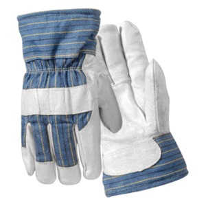 Guantes de Trabajo de Cuero con Dedos Completos, Diseño de Rayas Azules, para Hombre, para Exteriores, para Todas las Estaciones - Product Image 2