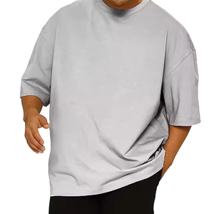 High Quality Dropped Shoulder Men's Oversized Graphic T-shirts Solid Heavyweight Cotton <b>Tshirt</b> Custom Streetwear Men's T-Shirt - Product Image 2