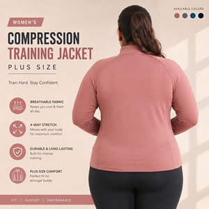 Women's Plus Size <b>Compression</b> Training Jacket Full Zip Stand Collar Sportswear Top Ladies Spandex Polyester Yoga Fitness Jacket - Product Image 2