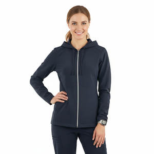 Blouse médicale à manches longues pour femme, veste zippée intégrale, uniforme d'infirmière, manteau de travail pour dentiste, hôpital, médecin, blouses souples - Product Image 4