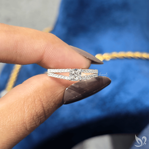 0.5CT Cushion Cut Lab Diamond <b>Ring</b> <b>Split</b> Pave Band 10K White Gold IGI Certified Engagement <b>Ring</b> - Product Image 5