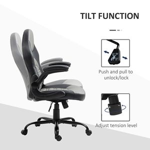 Swivel Racing Computer Desk Chair Revolving Adjustable Height <b>Footrest</b> for Home Office Gaming Flip-Up Armrest Wheels Mesh - Product Image 5