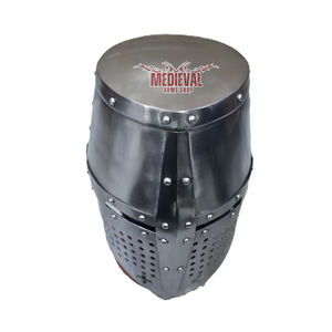 Casco Templario Medieval con Acabado Plateado, Armadura de Caballero de Acero Suave para Recreación Histórica, Exhibición y Decoración del Hogar - Product Image 4