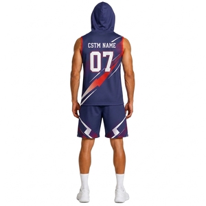 Custom 7 on 7 Sleeveless Training Uniform Hooded Jersey and Athletic Shorts Sports Set - Product Image 2