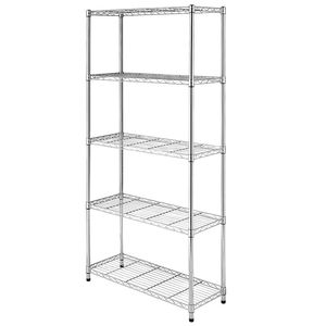 Scaffale in Ferro Cromato a 5 Ripiani, Dimensioni 180*90*35, per Organizzazione Domestica e Ufficio - Product Image 1